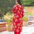 Women red viscose floral printed straight kurta trousers with dupatta