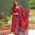 Women maroon viscose embroidered straight kurta trousers with dupatta