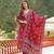 Women maroon viscose embroidered straight kurta trousers with dupatta