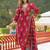 Women maroon viscose embroidered straight kurta trousers with dupatta