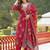 Women maroon viscose embroidered straight kurta trousers with dupatta