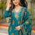 Women teal viscose embroidered straight kurta trousers with dupatta