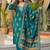 Women teal viscose embroidered straight kurta trousers with dupatta