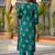 Women teal viscose embroidered straight kurta trousers with dupatta