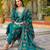 Women teal viscose embroidered straight kurta trousers with dupatta