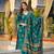 Women teal viscose embroidered straight kurta trousers with dupatta