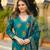 Women teal viscose embroidered straight kurta trousers with dupatta