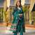 Women teal viscose embroidered straight kurta trousers with dupatta