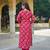 Women pink viscose ikat embroidered straight kurta trousers with dupatta