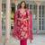 Women pink viscose floral embroidered straight kurta trousers with dupatta