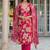 Women pink viscose floral embroidered straight kurta trousers with dupatta