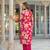 Women pink viscose floral embroidered straight kurta trousers with dupatta