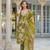 Women green viscose floral embroidered straight kurta trousers with dupatta