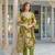 Women green viscose floral embroidered straight kurta trousers with dupatta