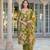 Women green viscose floral printed straight kurta trousers with dupatta