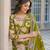 Women green viscose floral printed straight kurta trousers with dupatta