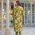Women green viscose floral printed straight kurta trousers with dupatta