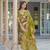 Women green viscose floral printed straight kurta trousers with dupatta