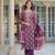 Women purple viscose ikat embroidered straight kurta trousers with dupatta