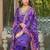 Women purple viscose ethnic motifs printed straight kurta trousers with dupatta