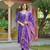 Women purple viscose ethnic motifs printed straight kurta trousers with dupatta