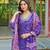 Women purple viscose ethnic motifs printed straight kurta trousers with dupatta