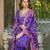 Women purple viscose ethnic motifs printed straight kurta trousers with dupatta