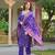 Women purple viscose ethnic motifs printed straight kurta trousers with dupatta