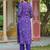 Women purple viscose ethnic motifs printed straight kurta trousers with dupatta