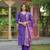 Women purple viscose ethnic motifs printed straight kurta trousers with dupatta