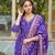 Women purple viscose ethnic motifs printed straight kurta trousers with dupatta