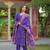 Women purple viscose ethnic motifs printed straight kurta trousers with dupatta