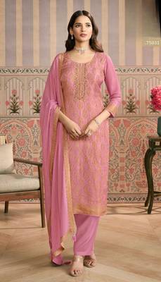 Pink viscose lotus simmer suit with jacquard  1