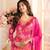 Magenta chinon semi stitched suit with multi digital printed work