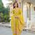 Women yellow viscose rayon floral printed straight kurta trousers with dupatta