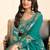 Teal green chinon semi stitched suit with multi digital printed work