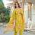 Women yellow viscose rayon floral printed straight kurta trousers with dupatta