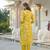 Women yellow viscose rayon floral printed straight kurta trousers with dupatta