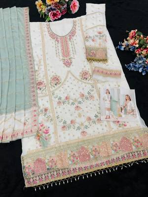white faux georgette embroidered sequin suit 2
