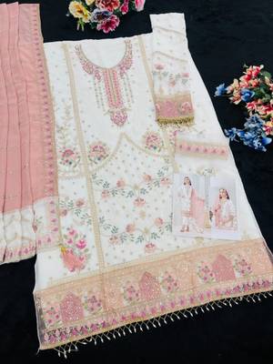 white faux georgette embroidered sequin suit 2