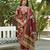 Women brown viscose rayon embroidered straight kurta trousers with dupatta