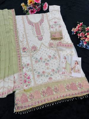 white faux georgette embroidered sequin suit 2