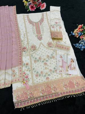 white faux georgette embroidered sequin suit 2