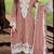 Brown silk semi stitched suit with embroidery sequence work