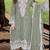 Green silk semi stitched suit with embroidery sequence work