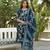 Women navy blue viscose rayon floral printed straight kurta trousers with dupatta
