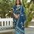 Women navy blue viscose rayon floral printed straight kurta trousers with dupatta
