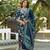 Women navy blue viscose rayon floral printed straight kurta trousers with dupatta
