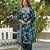 Women navy blue viscose rayon floral printed straight kurta trousers with dupatta