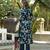 Women navy blue viscose rayon floral printed straight kurta trousers with dupatta